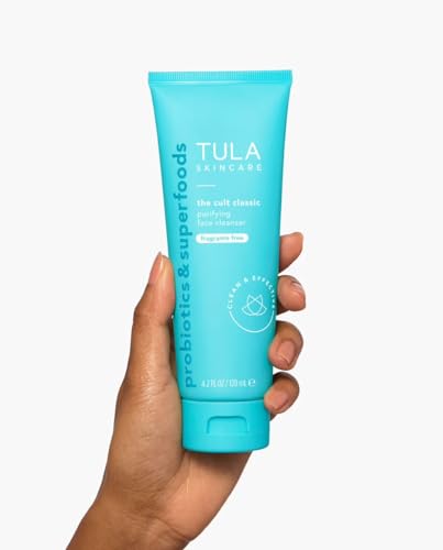 Image of TULA Skin Care Cult Classic Purifying Face Cleanser Fragrance Free - Supersize, Gentle and Effective Face Wash, Makeup Remover, Nourishing and Hydrating, contains Turmeric and Blueberry, 6.7 Fl Oz.
