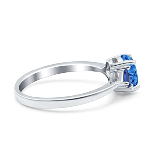 Vintage Art Deco Oval Wedding Engagement Bridal Ring Triangle Blue Sapphire Simulated Cubic Zirconia 925 Sterling Silver2