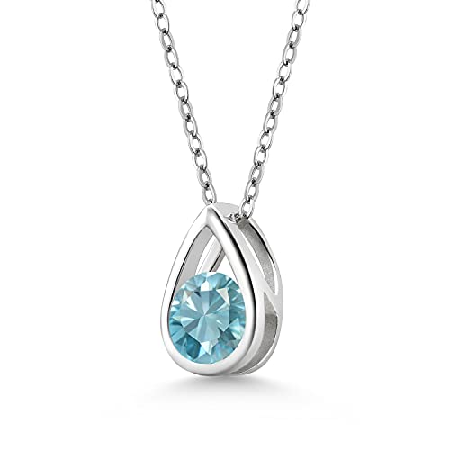 Gem Stone King Teardrop Pendant Necklace For Women | 5MM Round Gemstone Birthstone | 925 Sterling Silver | With 18 Inch Silver Chain | Fine Jewelry Gifts for Her Mom Women Wife2