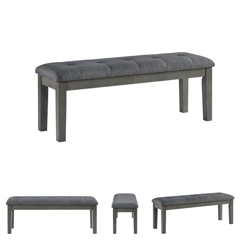 Image of Signature Design by Ashley Hallanden Rustic Tufted Upholstered Dining Room Bench, Gray