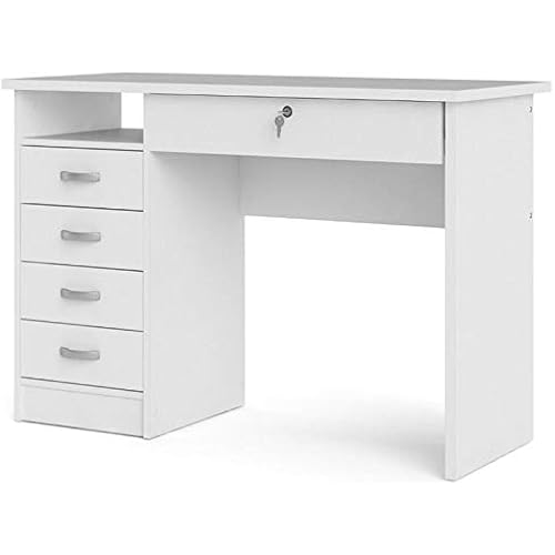 Tvilum Walden Desk with 5 Drawers, White