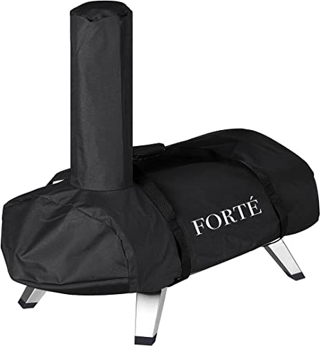 FORTÉ Portable Pizza Oven Outdoor 14” Wood Pellet Pizza Maker with 12" x 12" Pizza Stone Grill For Backyard Cooking, Indoor Kitchen Countertop, Double Layer Design Ovens in Stainless Steel by FORTÉ - Image 3