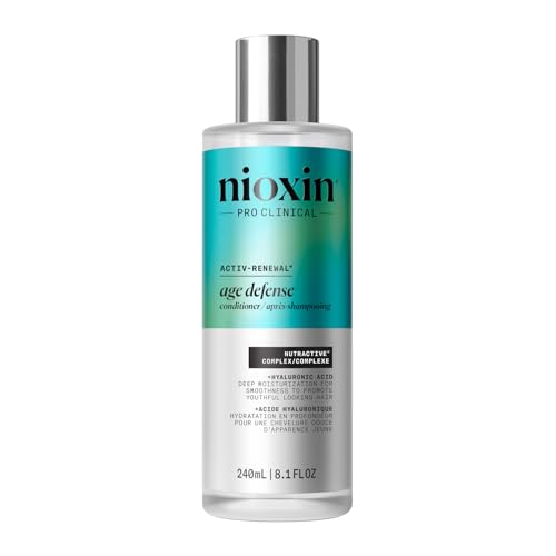 Nioxin Age Defense Conditioner – Balsamo rinforzante per capelli maturi con acido ialuronico, districa e dona morbidezza senza appesantire, 240 ml