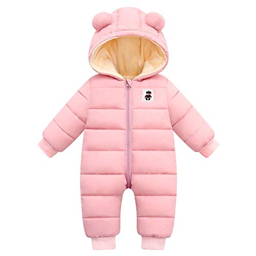 Image of CHAOJIESI Toddler Baby Clothes Girls Boys Romper Winter Jumpsuit Thicken Newborn Snowsuit One Piece 6-12 Months Pink