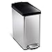 simplehuman, cubo estrecho con pedal, acero inoxidable cepillado con tapa de plástico, 10 L