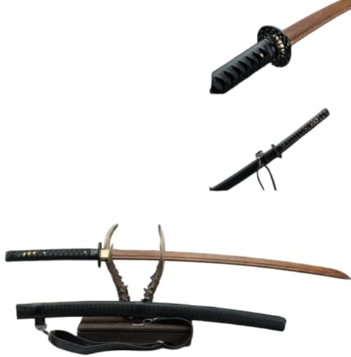 WOLKKAM居合道用木刀鞘付き、剣道、日本の練習用小道具、パフォーマンス用武者、屋内コレクション、ギフト (A)