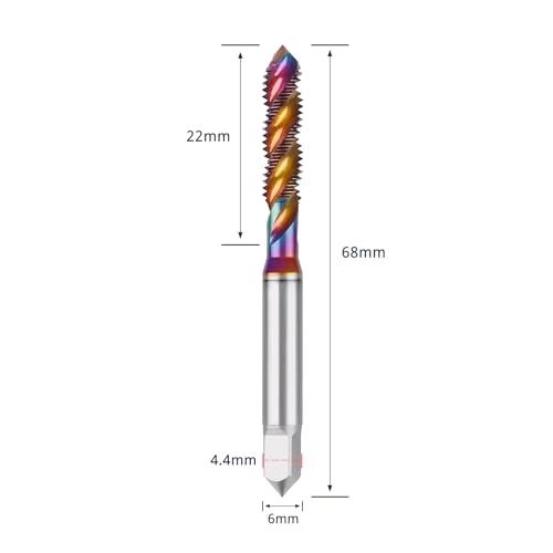 Wexwe WESF2024622 Tools Dlc Coating Spiral Flute Taps High Speed Steel (Hss) 3 Flutes Machine Screw Tap Set Metric M2 M2.5 M3 M4 M5 M6 M8 M10 M12 Thread Tapping Tool 9Cps thumb #6