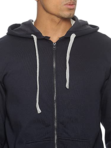 Image of CAHOOT Men's Zip-Front Hoodie with Contrast Drawstring for Casual Wear | Long Sleeve | Hooded Neck | Zipper Closure | Cotton Sweatshirt Crafted with Comfort Fit for Everyday Wear