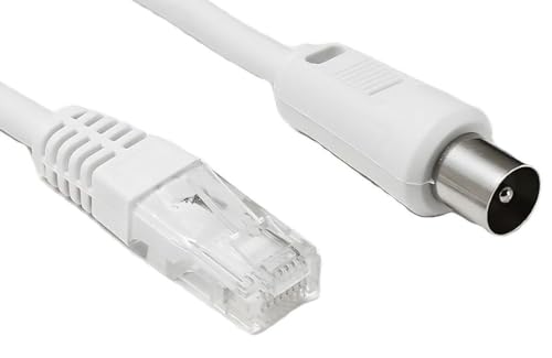 Câble RJ45 Coaxial pour Prise Murale TV de Qualité Supérieure - Transmission Claire de Signaux Analogiques et Numériques, Connecteur Blindé 9,52 mm - 2...