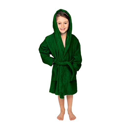 Bagno Milano Kids Robe, Hooded Soft Terry%100 Turkish Cotton Bathrobe For Girls - Boys Cotton Robe, Made In Turkey (Green, 9-12) #TOP1
