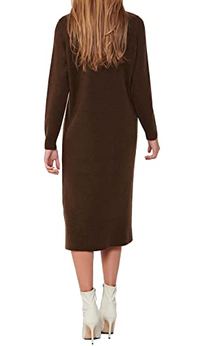Only-Onlbrandie-LS-Roll-Neck-Dress-Knt-Noos-Vestido-Chicory-Coffee-M-Mujer