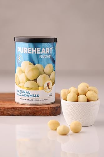 Image of Pureheart Natural Macadamia (200 gm) Premium Australian Macadamia Nuts, Rich in Antioxidants - Whole, Exotic, and Crunchy Dry Fruits, Ideal Snacks, No Additives