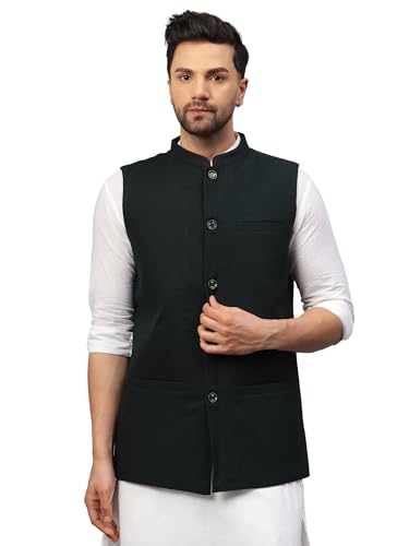 Image of LATEST CHIKAN Men's Traditional Tweed Cotton Checkred Premium Nehru Jacket /Waistcoat