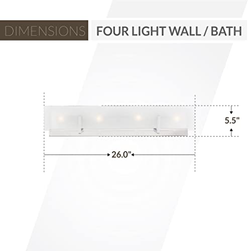 Image of Generation Lighting 4-Light Syll Bath Fixture Wall Lamp (Chrome) 4430804-05 | Bathroom Light Fixture for Home Decor | Vanity Light Fixture Uses Candelabra E12 Standard or LED Light Bulbs