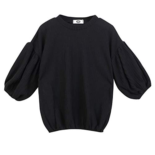 Toddler Baby Girl Sweater Kid Long Sleeve Ruffle Warm Spring Fall Winter Pullover Tops Outfits (Black, 1-2 T)