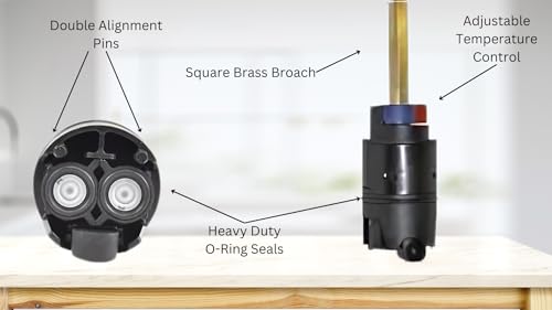 T & T Hardware 40mm Shower Faucet Cartridge – Compatible with Glacier Bay, EZ-FLO, Danze, Gerber, Danco 10773 – 5.25" Brass Stem, Square Broach, Black Finish