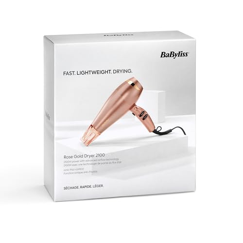 BaByliss Secado de Pelo Rose Gold - Secado Profesional iónico de 2100W, Secado ligero, Secado de cabello, Secado rápido con cerámica, 3 ajustes de calor y 2 velocidades, Oro rosado, 5336PE - imagen 5