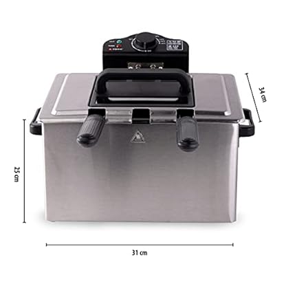 alpina Doppel Friteuse 5L WJ-801 - Fritteuse mit Öl 200W - Fritöse mit 3 Körbe - Einstellbarer Thermostat bis 190 °C - Geschützt gegen Überhitzung - Perfekt für Pommes oder Snacks - Edelstahl - Silber – Bild 5