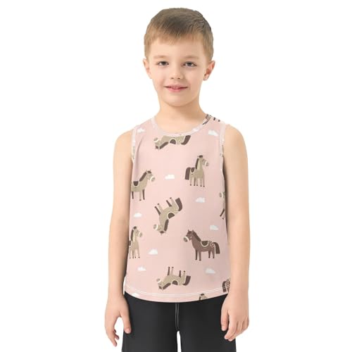 J JOYSAY Cartoon Horse Pink Boys Tank Top Sleeveless Muscle Shirts Quick Dry Active Workout Sport Kids T-Shirts 3-15T2