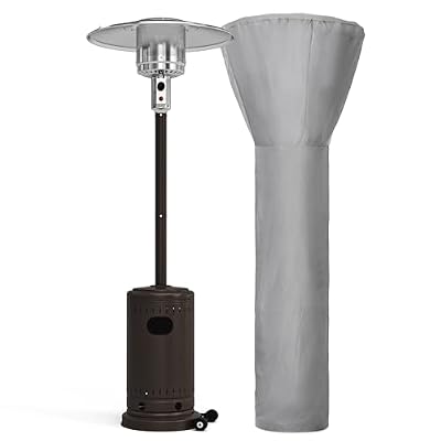 Pamapic Patio Heater with Cover, 46000 BTU Propane Patio Outdoor heater with Wheels for Commercial,Bronze