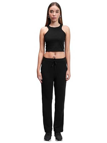 Image of Tokyo Talkies Women's Co-ord Set | Sleeveless Crop Top & Drawstring Trousers | Perfect for Casual Outings & Vacations