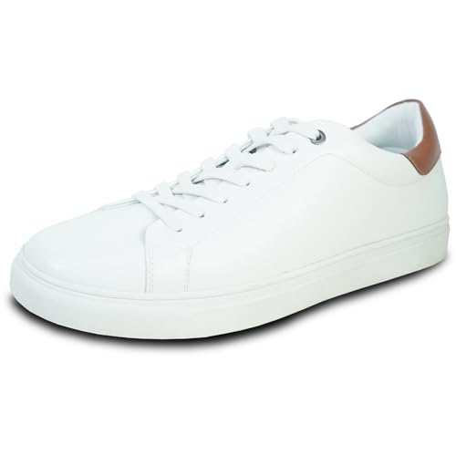 ALLURE-SUITS & TUXEDOS Men Fashion Sneaker AL05 Classic Lace Up Oxford Casual Shoe with Removable Insole for Prom Party and Any Occasions for Prom Party and Any Occasions Black Cognac and White