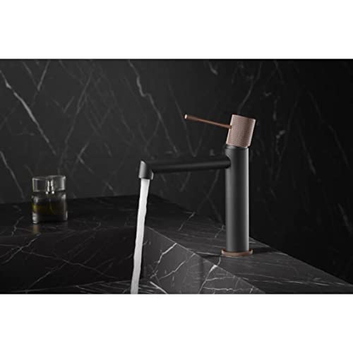 IMEX - Grifo de lavabo monomando de baño - SERIE LINE Gris Mate y Champagne - BDD038-1GC