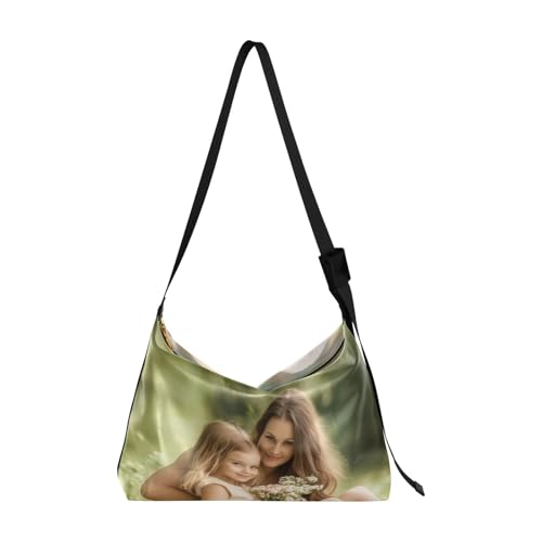 Personalized Leather Shoulder Bag Unisex Custom Photo Text Crossbody Handbag Christmas Anniversary for Gift