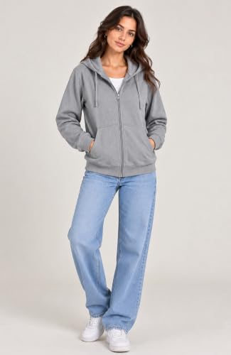Image of SANE ORIGINALS Women's Cotton Blend Fleece Zip Up Hoodie Sweatshirt, Warm Winter Full Zip Jacket with Kangaroo Pockets
