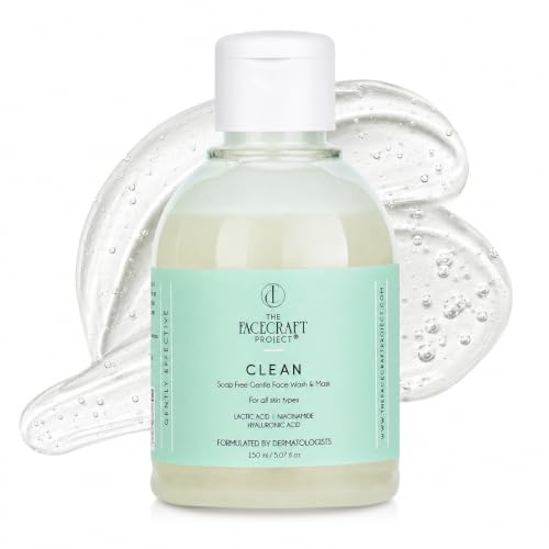 Image of THE FACECRAFT PROJECT Face Cleanser Gentle Gel Face Wash | Soap Free Daily Use with Hyaluronic Acid Lactic Acid Hydrating Mask for All Skin Types, 150 ml