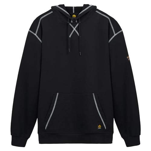 WORKWEYA FR Hoodies for Men 7.5oz Cotton Flame Resistant Pullover Sweatshirt NFPA2112 Hooded Shirt