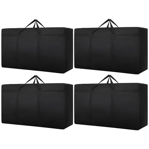 4 Pack 250L Moving Boxes Large Strong, Extra Large Storage Bags for Clothes,Under Bed Storage Boxes with Zips for Duvets, Laundry, House Garden, Underbed Storage