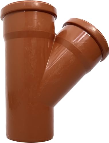 KG T-Stück DN 110/45° PVC-U Verbinder | mit Dichtung | für externe Entwässerungssysteme | Gummidichtung | Abwasser Installation | Kanalrohrsystem Abwasserrohr | Kanalrohr