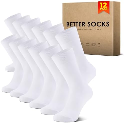 NUOZA 12 Paar Socken Herren Damen Baumwolle Business Atmungsaktive Socks | Unisex Anti Schweiß Socken, Anzugsocken, Lange Tennissocken, Sportsocken