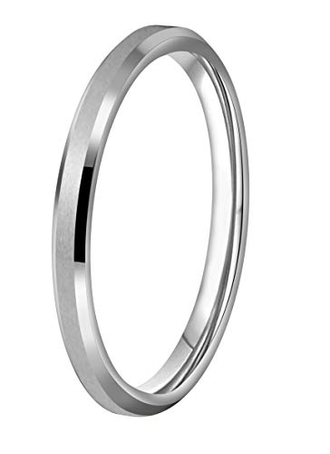 CROWNAL 2mm Black/Silver/Gunmetal/Rose Gold Tungsten Wedding Couple Bands Rings Men Women Matte Brushed Finish Center Engraved I Love You Size 4 To 173