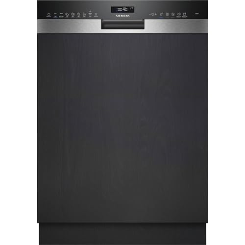 Siemens SN55ES12CE, iQ500 - Lavastoviglie intelligente, 60 cm, made in Germany, cassetto portaposate, particolarmente silenzioso, varioSpeed, autoOpen dry, rackMatic, luce interna, glassZone