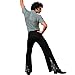 BONGZUO Mens 6Pcs 70s Disco Costume Outfits Short Sleeve Retro Shirt With Bell Bottom Pants(Z3796WH,XL)