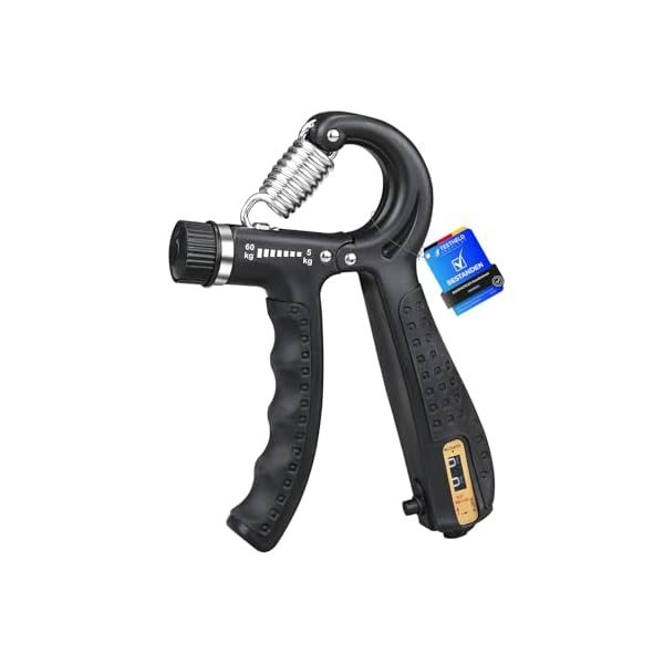 GRIFEMA GA5003 Draagbare Gripkrachttrainer, Met Tellende Antislip Onderarmtrainer, Verstelbaar 5-60 kg, Gebruikt voor Fitness, Dagelijkse Training, Vinger- en Polstraining, Zwart