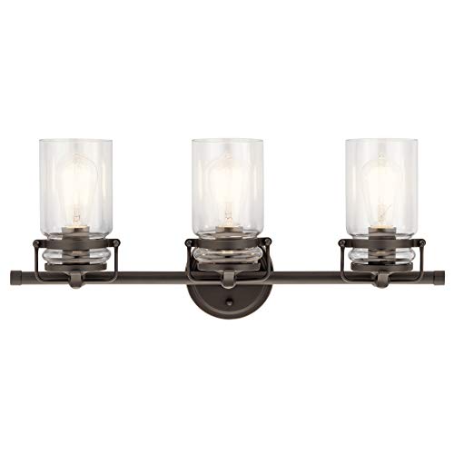 One-Day Sale: Up to 50% Off KICHLER Brinley 24" 3 Light Vanity Light with Clear Glass in Olde Bronze®