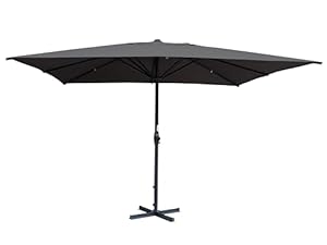 Gardissimo Sonnenschirm mit Ständer Gigante 400 x 400 cm anthrazit, mit UV Schutz 50+und Teleskopfunktion, Kurbel, quadratisch, Kurbelschirm, Marktschirm, Sonnenschirm, Garten