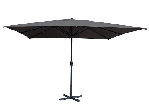 Gardissimo Sonnenschirm mit Ständer Gigante 400 x 400 cm anthrazit, mit UV Schutz 50+und Teleskopfunktion, Kurbel, quadratisch, Kurbelschirm, Marktschirm, Sonnenschirm, Garten