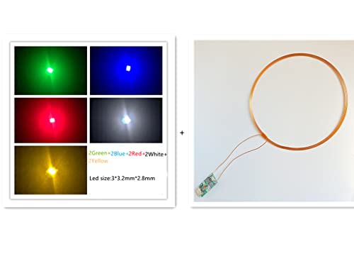 Image of Taidacent Micro USB 50mm Remote Wireless LEDs and Coil Inductive Induction Led Lamp Light Up Wireless Charger /Charging Kit for Model Decoration Magical Toys (10PCS 3MM Multi Color LEDs + Coil)