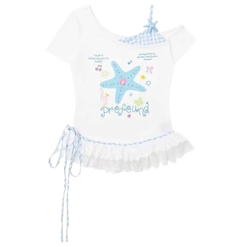 Image of Kawaii Cutecore Harajuku Y2k 2000s Tops Summer Preppy Aesthetic Alt Goth Emo Short Sleeve Graphic Tees