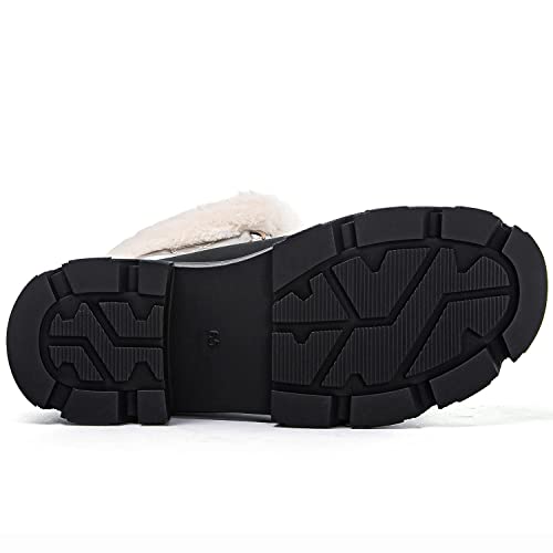 GLOBALWIN Snow Boots for Women Comfortable Winter Boots For Women Waterproof Fluffy Faux Fur Ankle Booties Silver Boots Water-Resistant Short Boots For Women Warm Fur Boots, Lace-Up Outdoor Shoes 8M - image 5