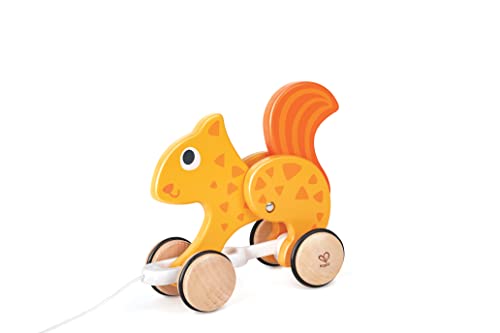 Image of Hape: Pull Along - Squirrel - Orange - Wooden Animal Toy, Rubber Rimmed Wheels, Encourage Walking, Push & String Pull, Kids Baby Toddler, Ages 12 mo+