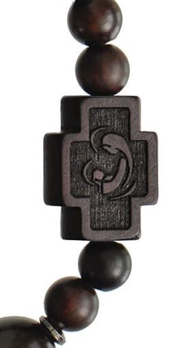 Sine Cera Dark Jujube Wood 1 Decade Catholic Rosary Bracelet, Smooth Oval 12mm Beads4
