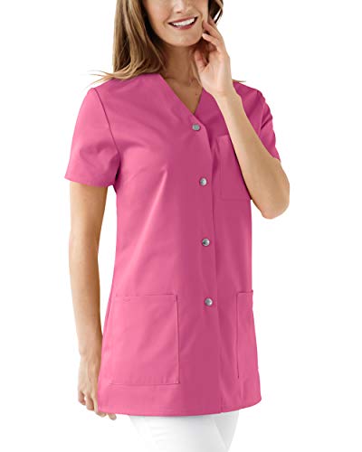 CLINIC DRESS Blouse médicale Femme avec Encolure en V et 1 Poche Poitrine, 2 Poches côtés, Mousqueton dans la Poche Droite Bois de Rose 36 Cover
