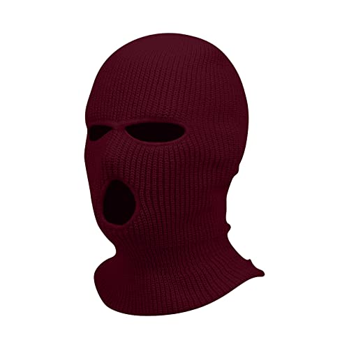 3 Hole Knitted Ski Mask Full Face For Winter Balaclava Face Cover For Outdoor Sports Ski Mask For Men And Women Brown #TOP1