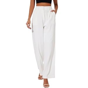 FUNYYZO Women Suit Pants Wide Leg Pants High Elastic Waisted in The Back Business Work Trousers Long Straight