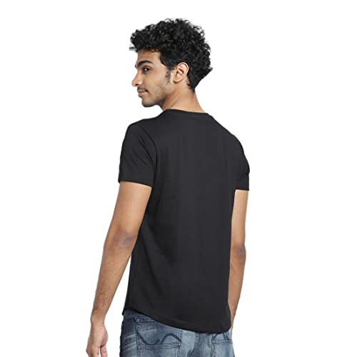 Image of Bewakoof Black Half Sleeve Apple Cut T-Shirt